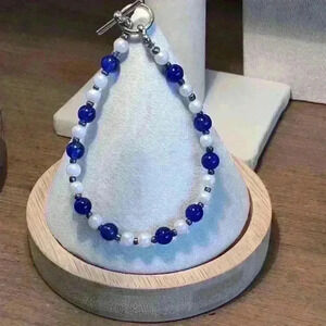 Acrylic Toggle Clasp Bracelet Blue and White